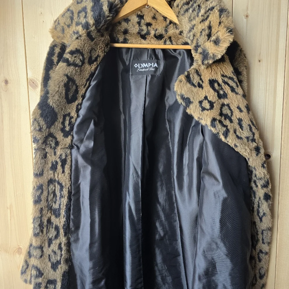 Vintage Olympia Limited Inc Leopard Print Faux Fur Parka Jacket Size Medium - Picture 11 of 12